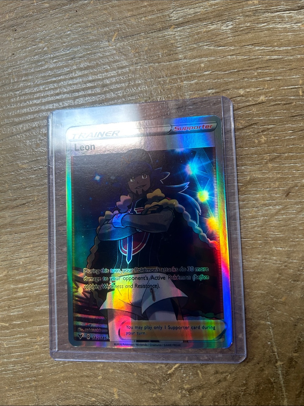 Leon Full Art Trainer Supporter Holo Card - Rainbow Foil